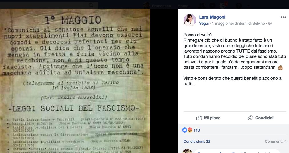 Il documento di Mussolini in oggetto